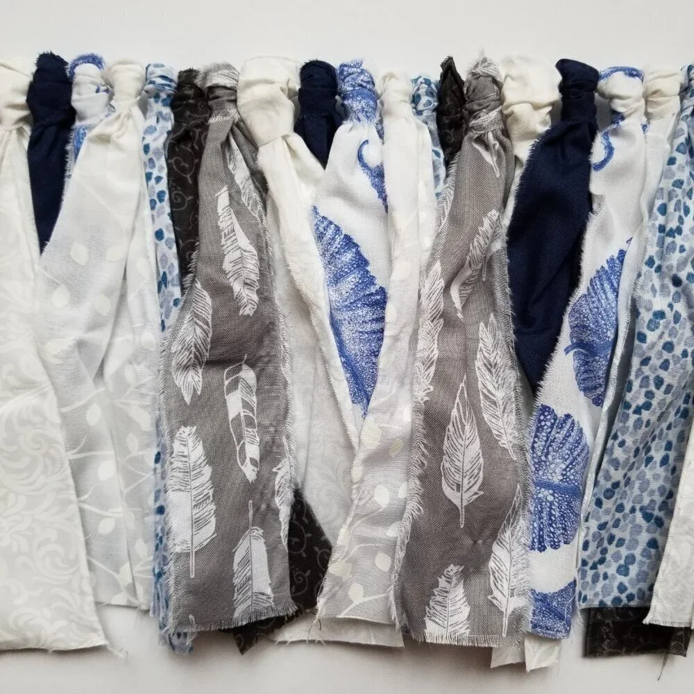 Fabric Banner Wall Hanging | Cubicle Decor, Fabric Garland | Blue Bohemian | 7'